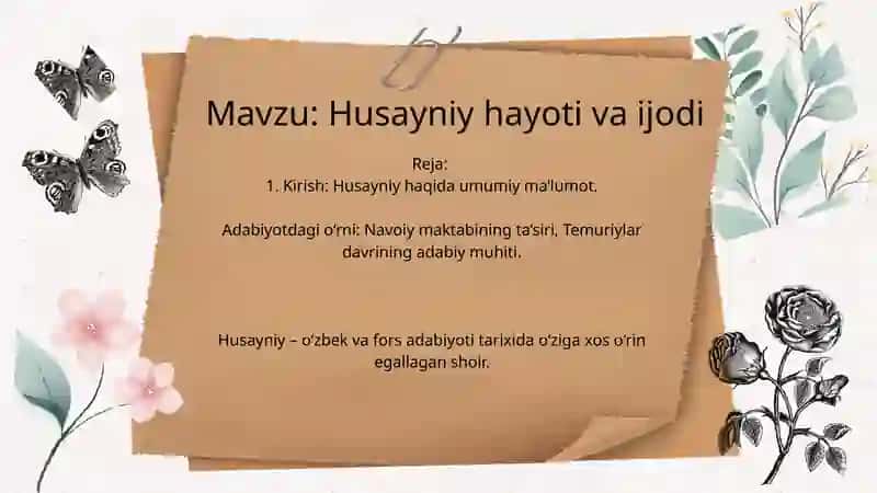Husayniy hayoti va ijodi 2