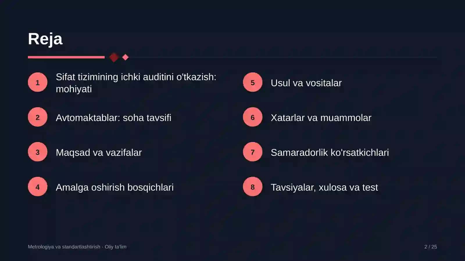 Avtomaktablarda sifat tizimining ichki auditini o'tkazish 2