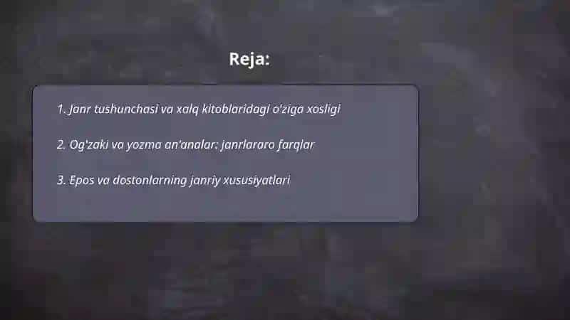 Xalq kitoblarining janr xususiyatlari 2