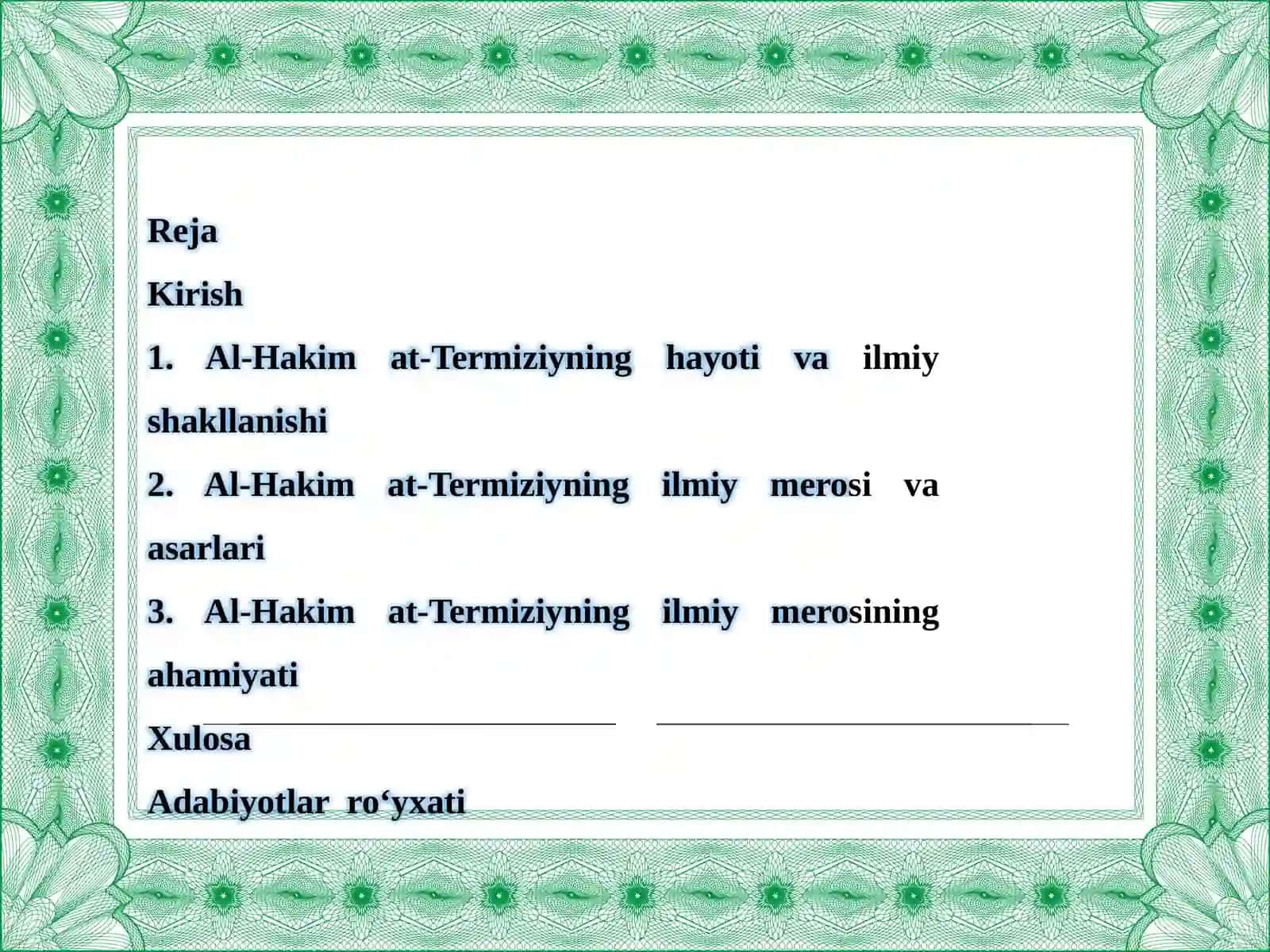 Islomiy ilmlar rivojida Hakim at-Termiziy 2