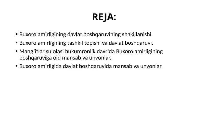 O'zbekiston tarixi  buxoro amirligida mansab va unonlar 2