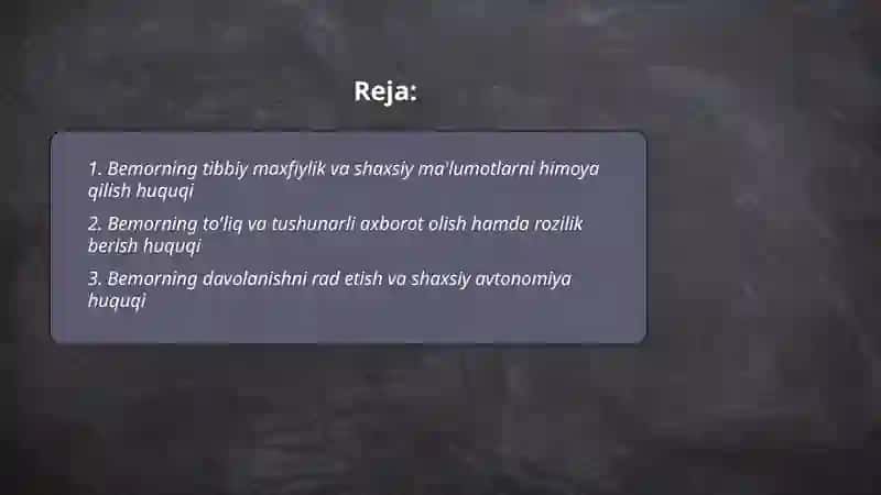 Bemor va tibbiy xodimlar huquqlari 2