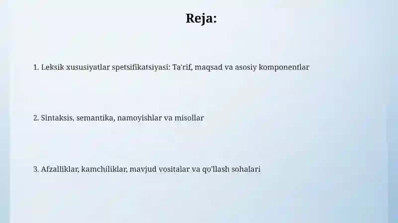 Leksik tur spetsifikatsiyasi 2