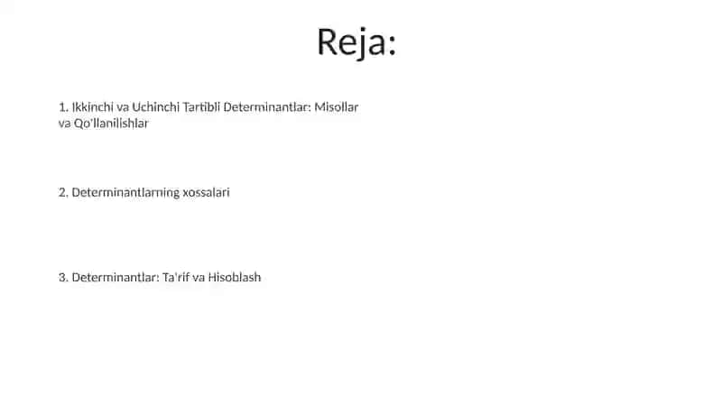 Determinant va uning xossalari 2