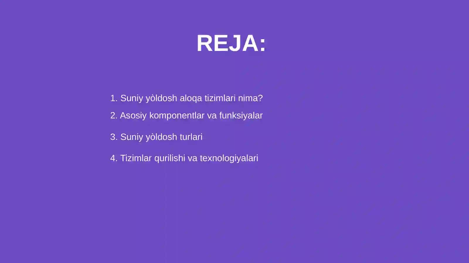 Suniy yòldosh aloqa tizimlari 2