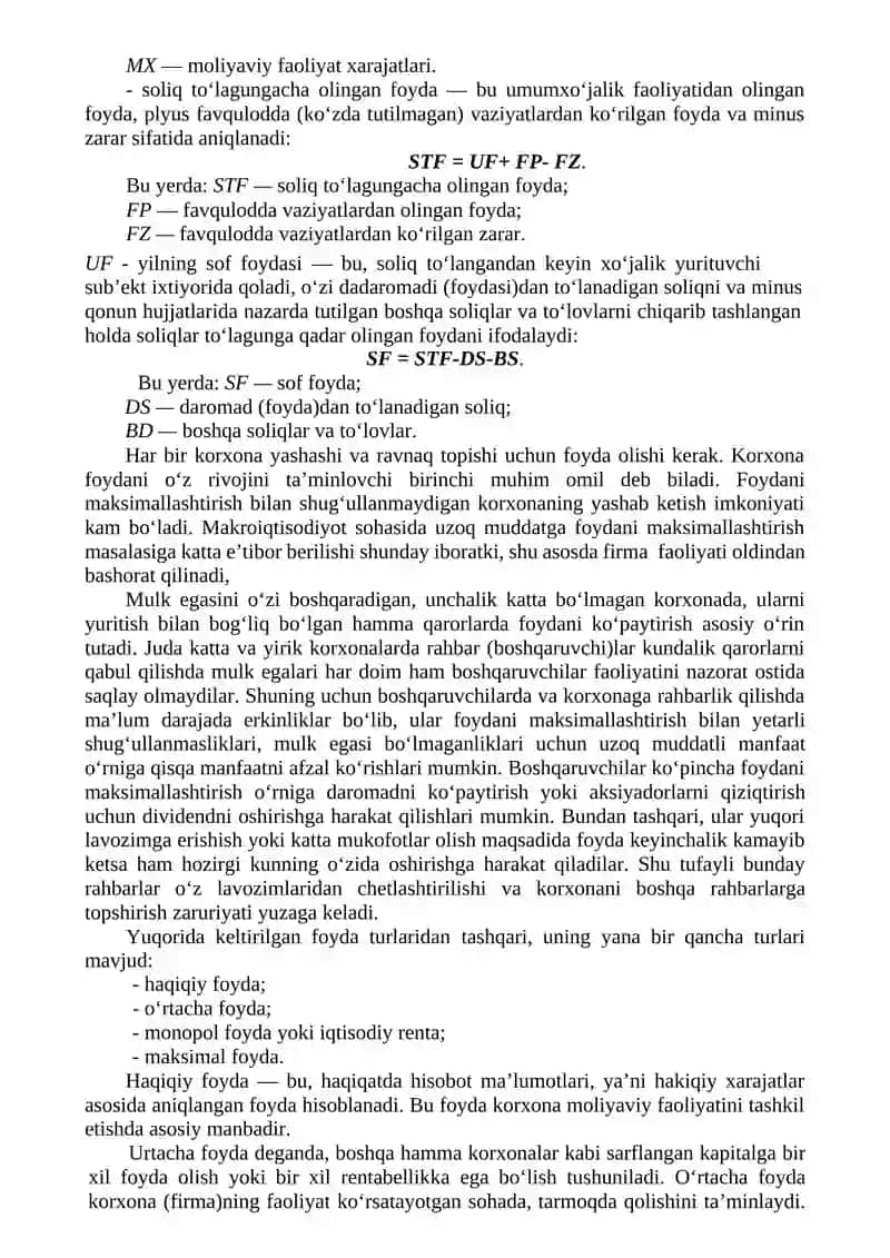 FOYDA VA RENTABELLIK 2
