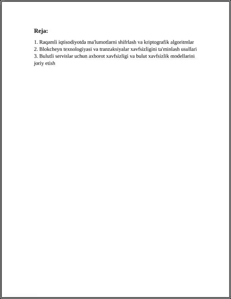 Raqamli iqtisodiyotda ma'lumotlarni shifrlash va kriptografik algoritmlar 2