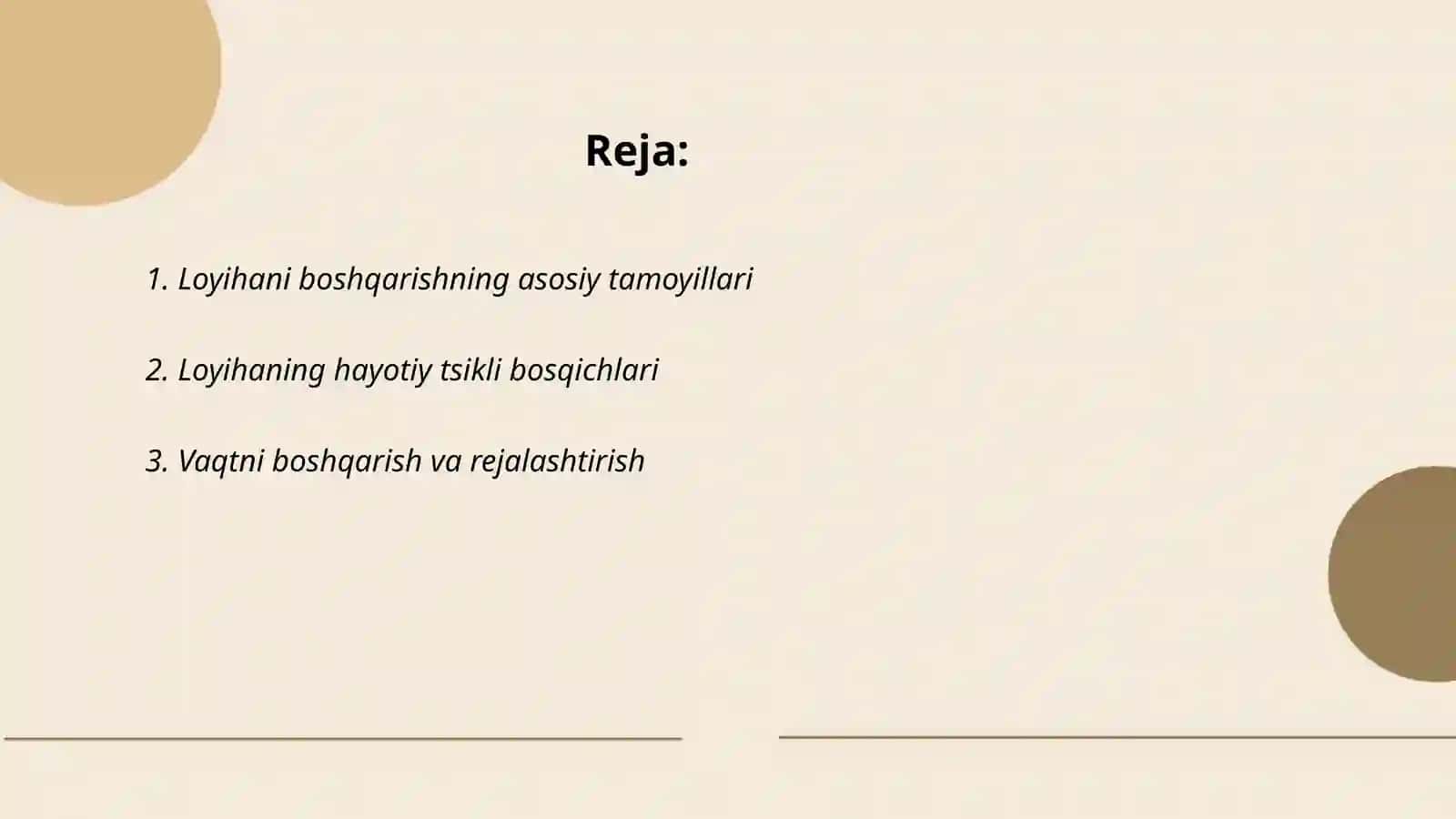Loyixalashni tashkil etish o'rganish 2
