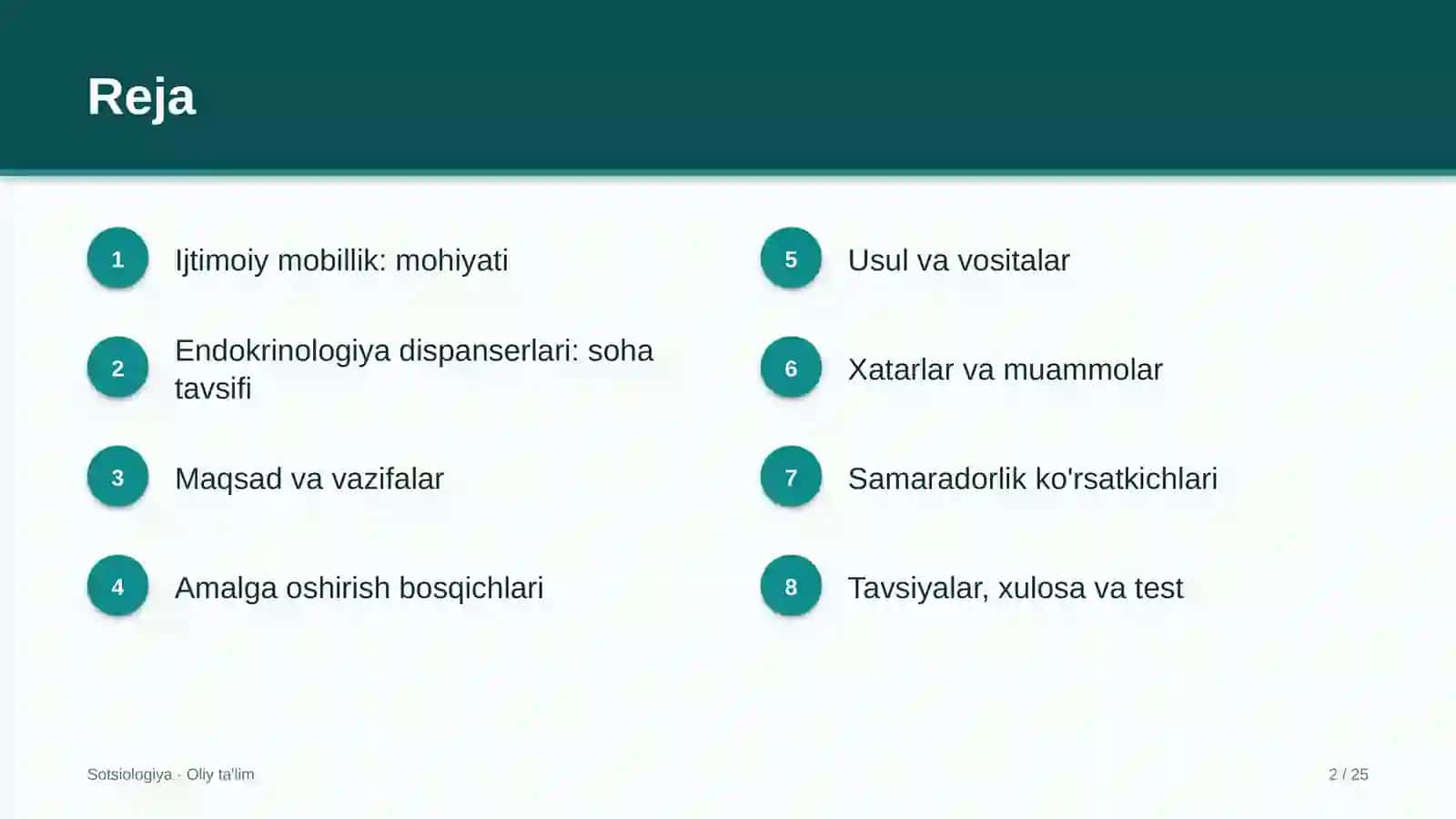 Endokrinologiya dispanserlarida ijtimoiy mobillik 2