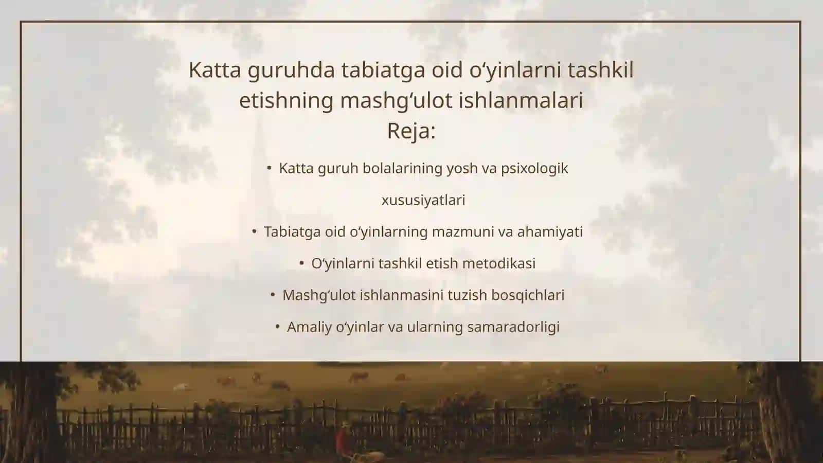Kilichova Odinaning Tabiat bilan tanishtirish metodikasi 2