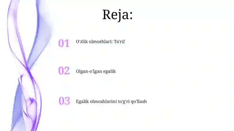 O'zlik olmoshlari: Ta'rif 2