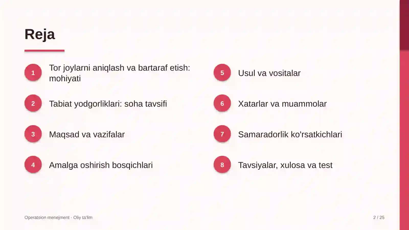 Tabiat yodgorliklarida tor joylarni aniqlash va bartaraf etish 2