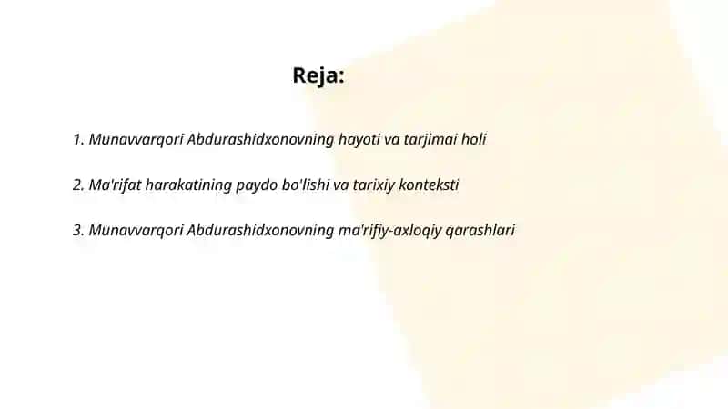 Ma'rifat harakati Munavvarqori Abdurashidxonov 2