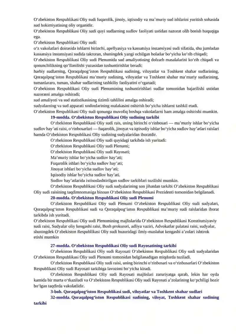 O‘ZBEKISTON RESPUBLIKASINING QONUNI SUDLAR TO‘G‘RISIDA 2