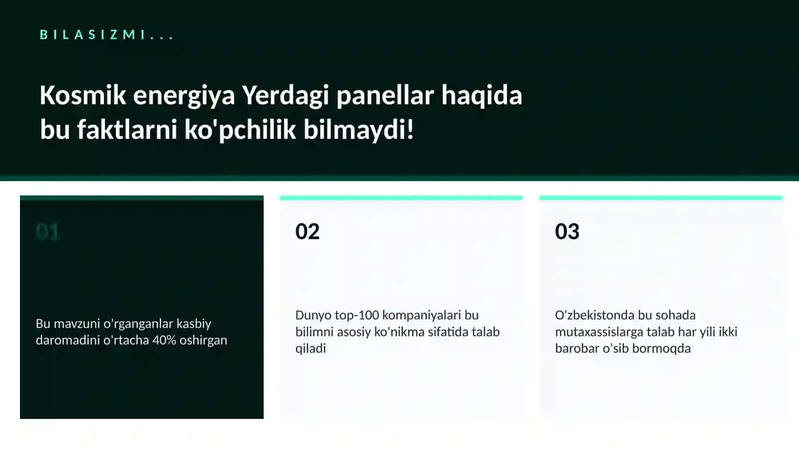 Kosmik energiya Yerdagi panellar 2