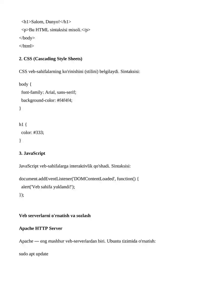 HTML, CSS, JavaScript Dasturlash 2
