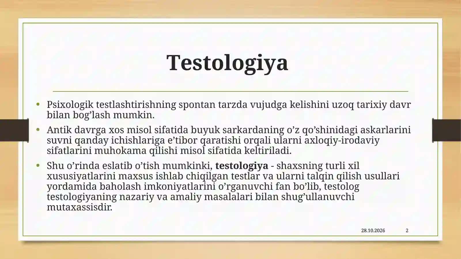 TESTOLOGIYA HAQIDA TUSHUNCHA 2
