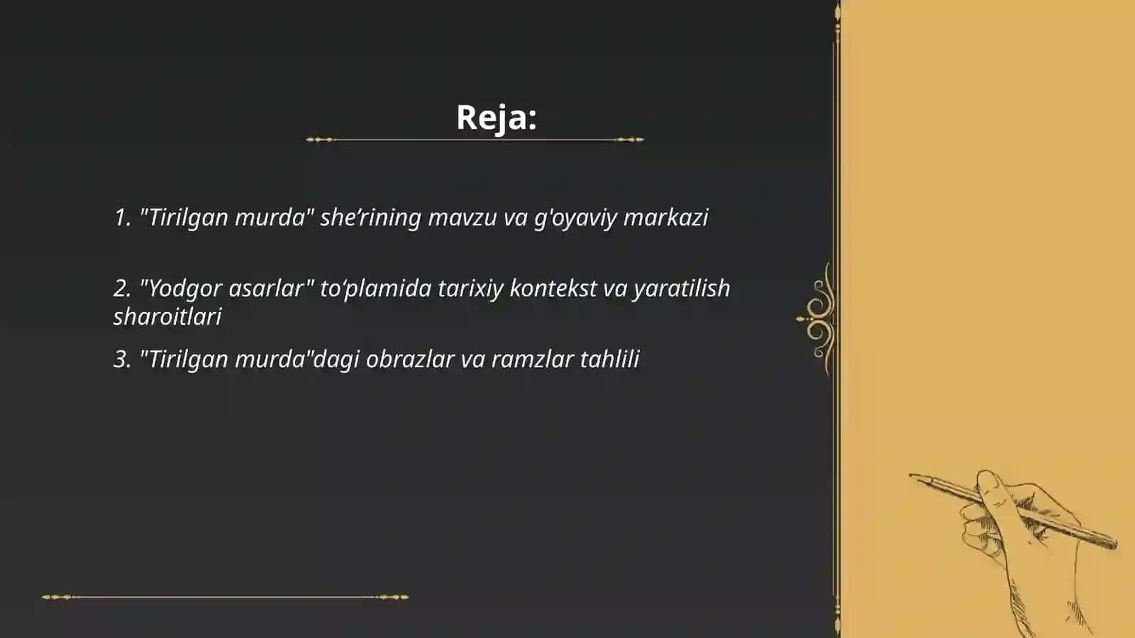Tirilgan murda, Yodgor asarlar 2