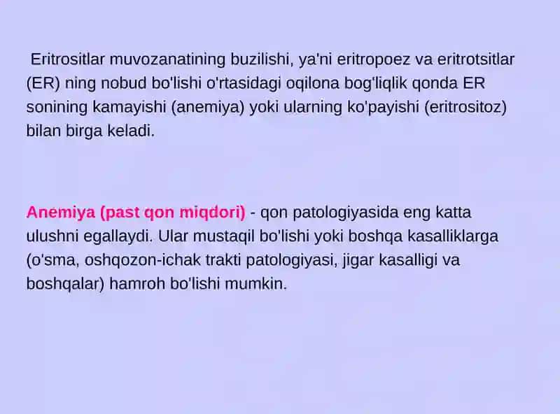 Simptomatik eritrotsitlar 2