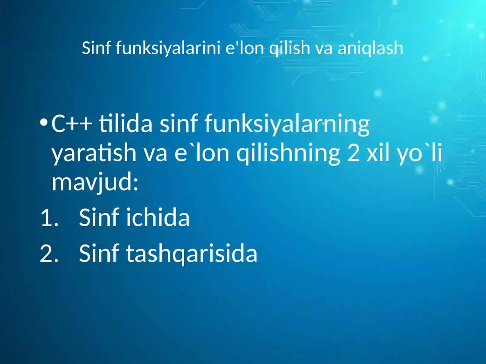 C++ sinflar va obyektlar 2