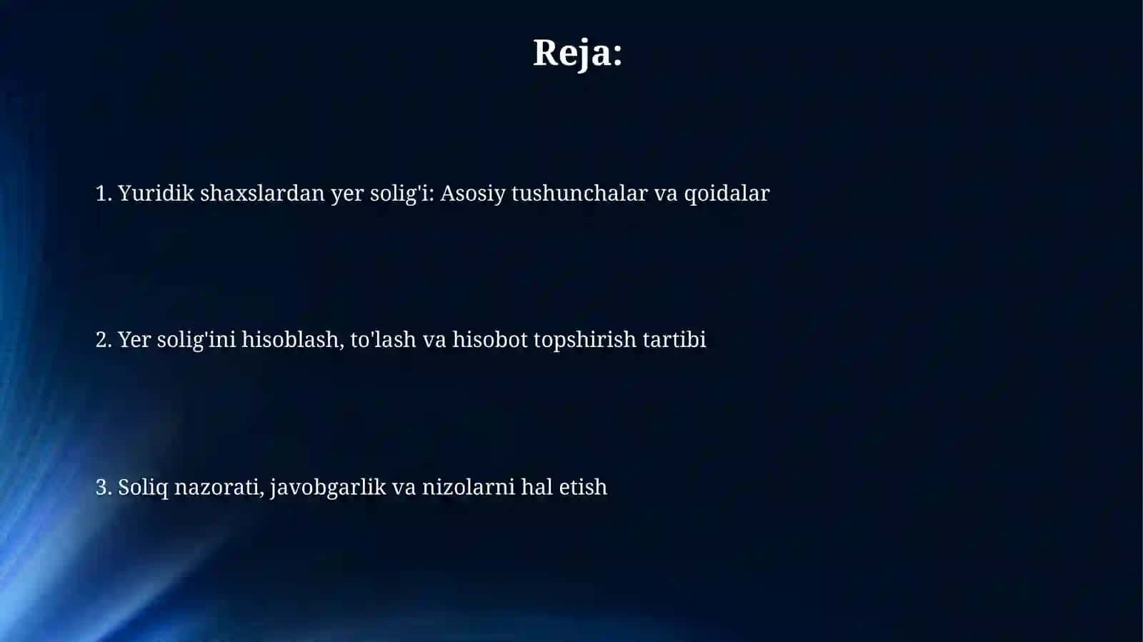 Yuridik shaxslardan yer solig'i 2