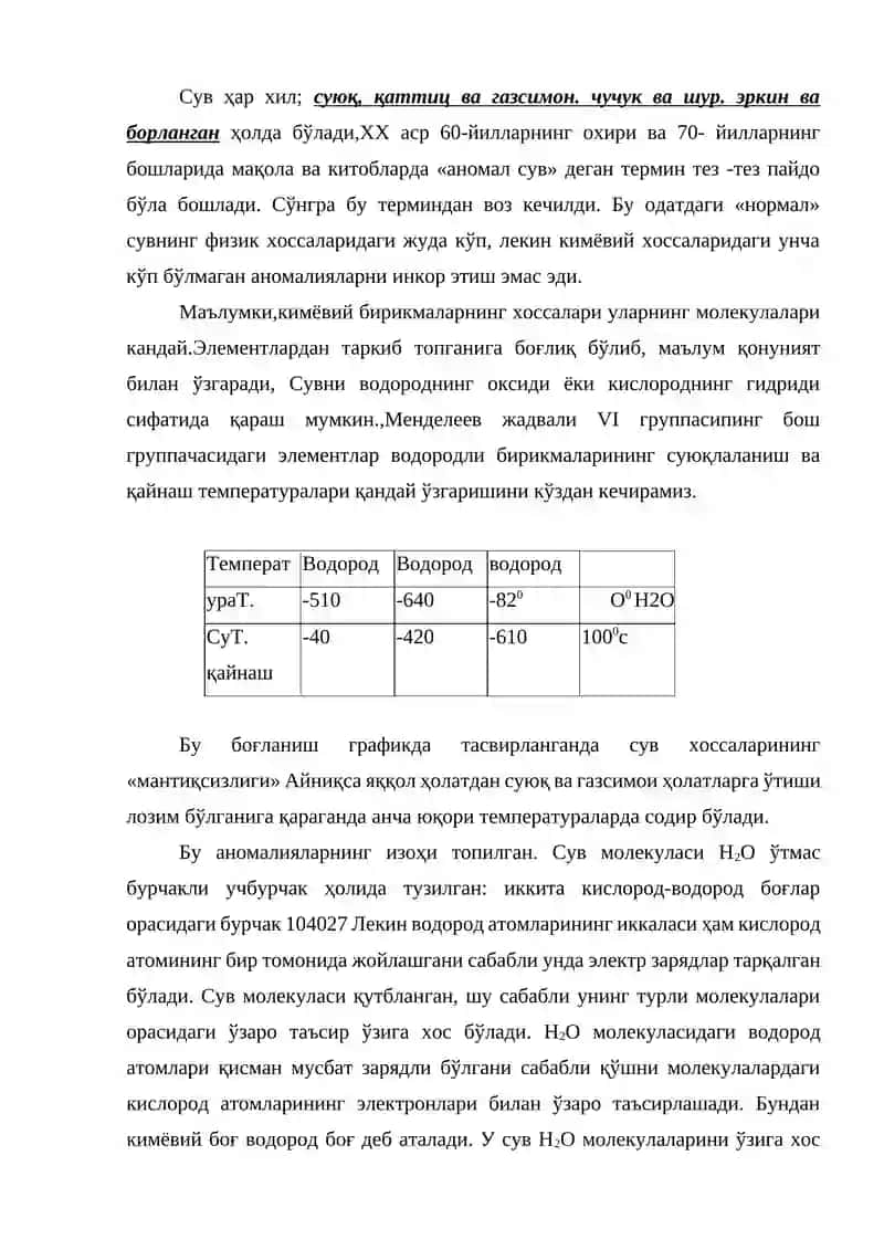 Сувнинг кимёвий таркиби 2