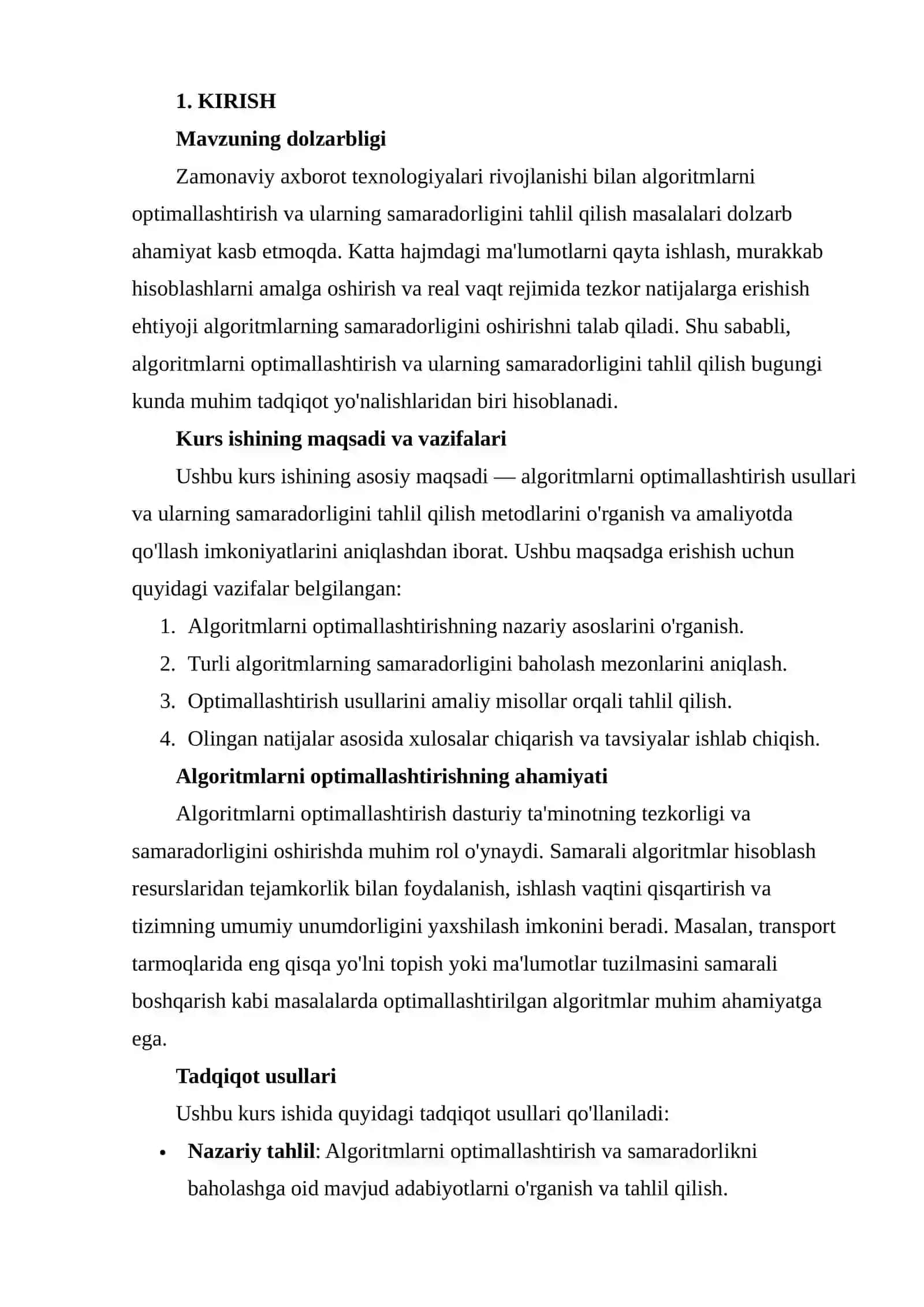 Algoritmlarni optimallashtirish va samaradorlik tahlili 2