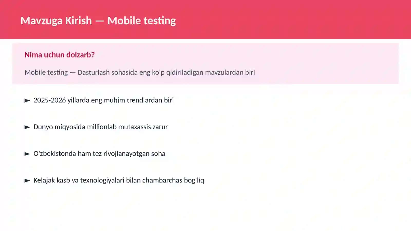 MOBILE DASTURLASH 2