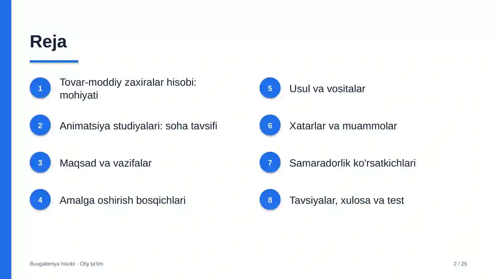 Animatsiya studiyalarida tovar-moddiy zaxiralar hisobi 2