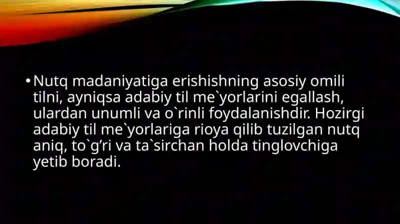 O`zbek adabiy tilining me`yorlari 2