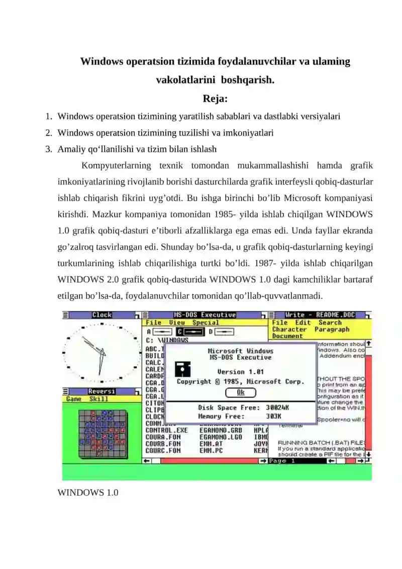 Windows operatsion tizimini o'rganish 2