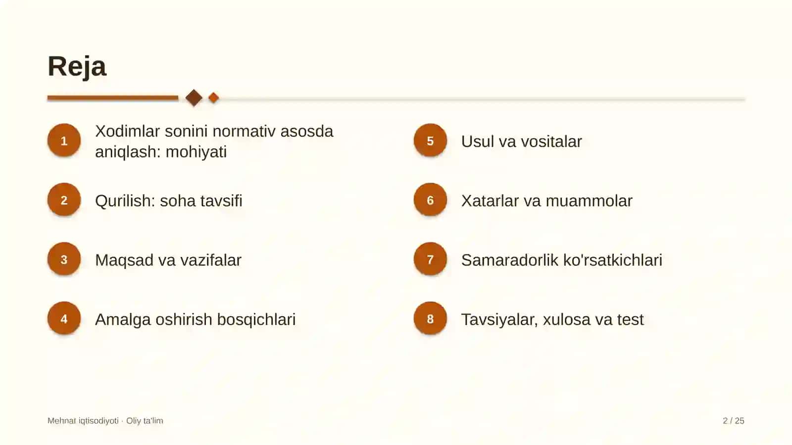 Qurilishda xodimlar sonini normativ asosda aniqlash 2