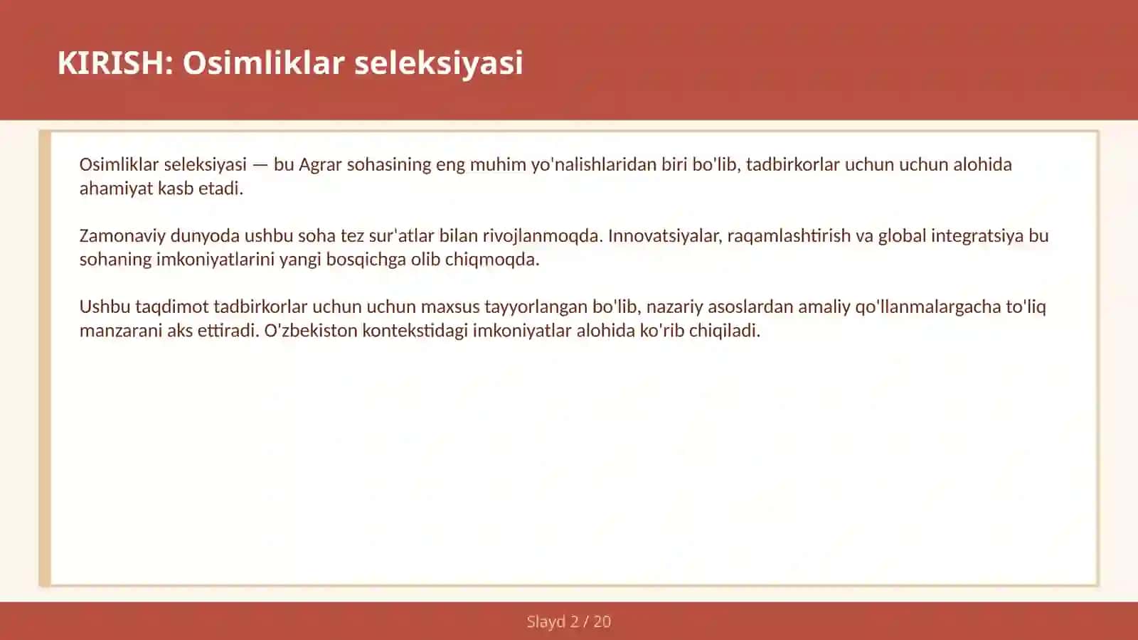 Osimliklar seleksiyasi 2