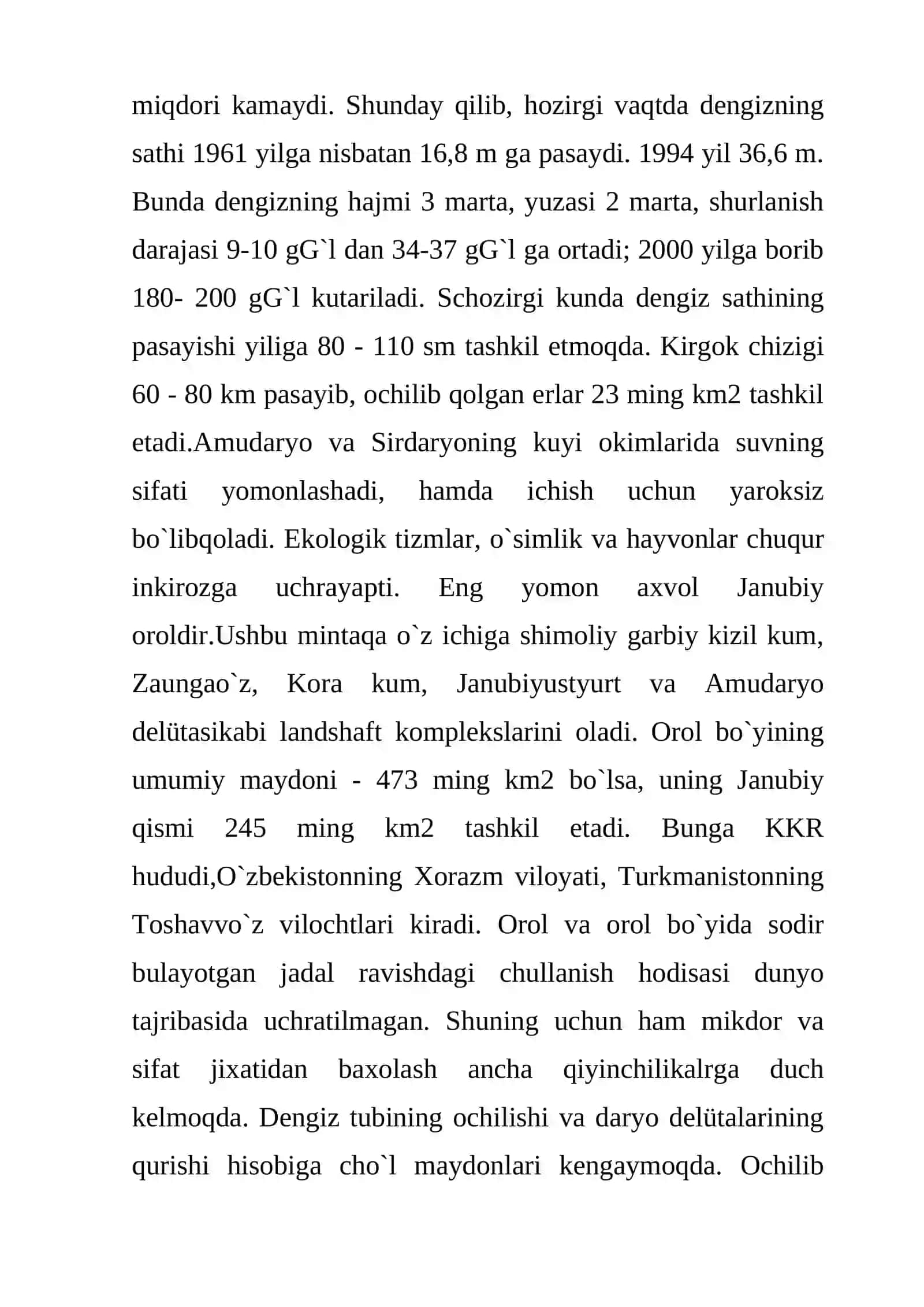 Orol dengizining ekologik ahvoli 2