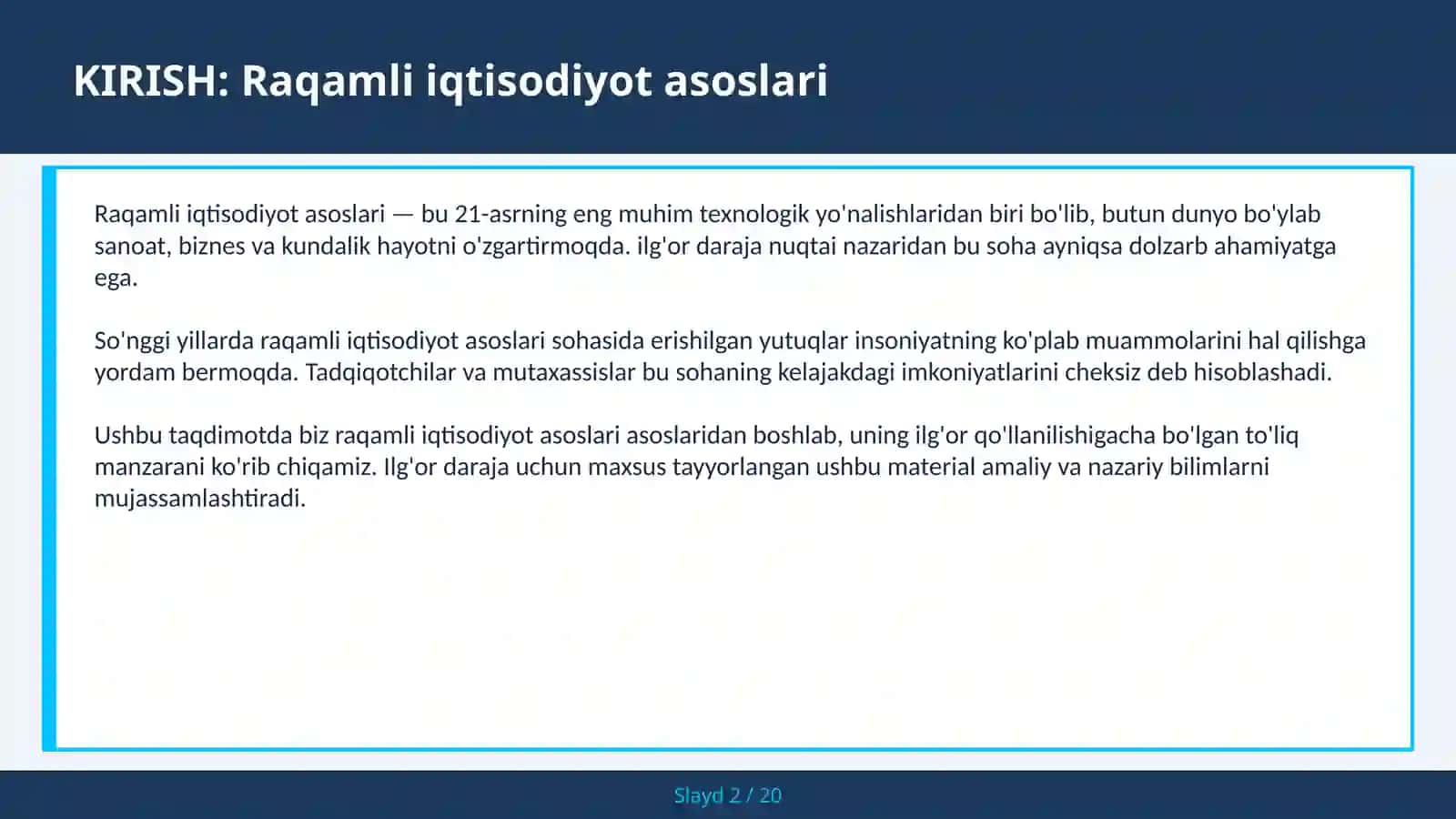 Raqamli iqtisodiyot asoslari 2