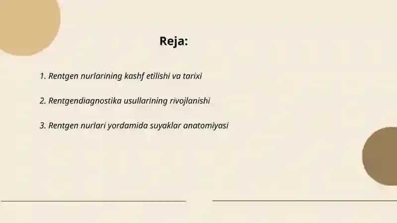 Rentgen nurlarining o'rganish tarixi, suyak va bog'imlar rivojlanishiga rentgen nurlari yordamida o'rganish. Rentgenoanatomiyada yangi texnologiyalar 2