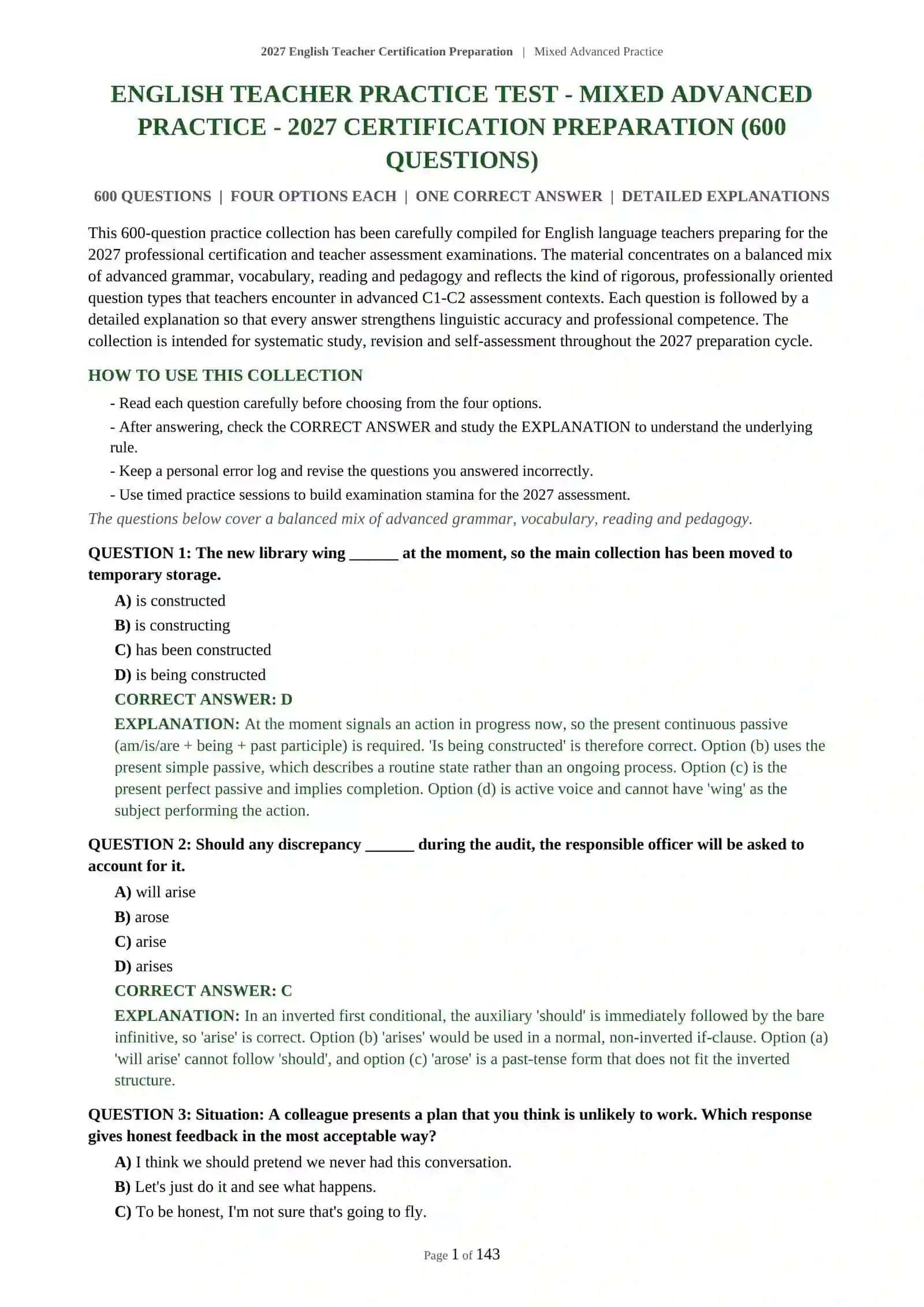 2027 English Teacher Certification Preparation 2