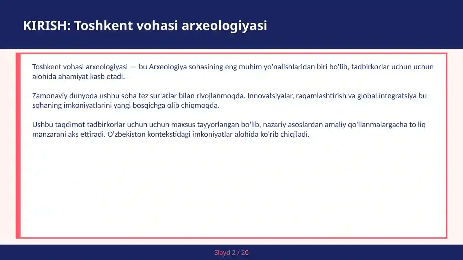 TOSHKENT VOHASI ARXEOLOGIYASI 2