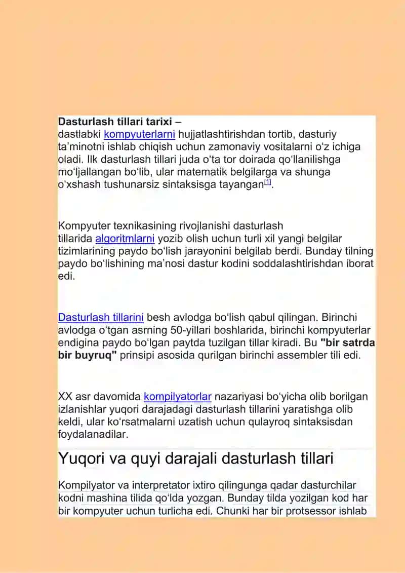 Yuqori darajali dasturlash tillari 2