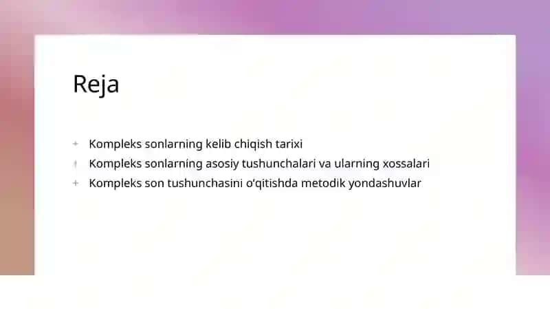 Kompleks sonlarning tushunchasi 2