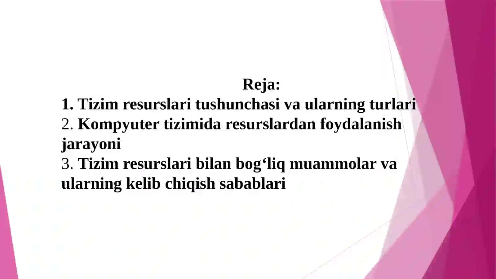Tizimresurslarini samarali boshqarish va ularning taqsimoti 2