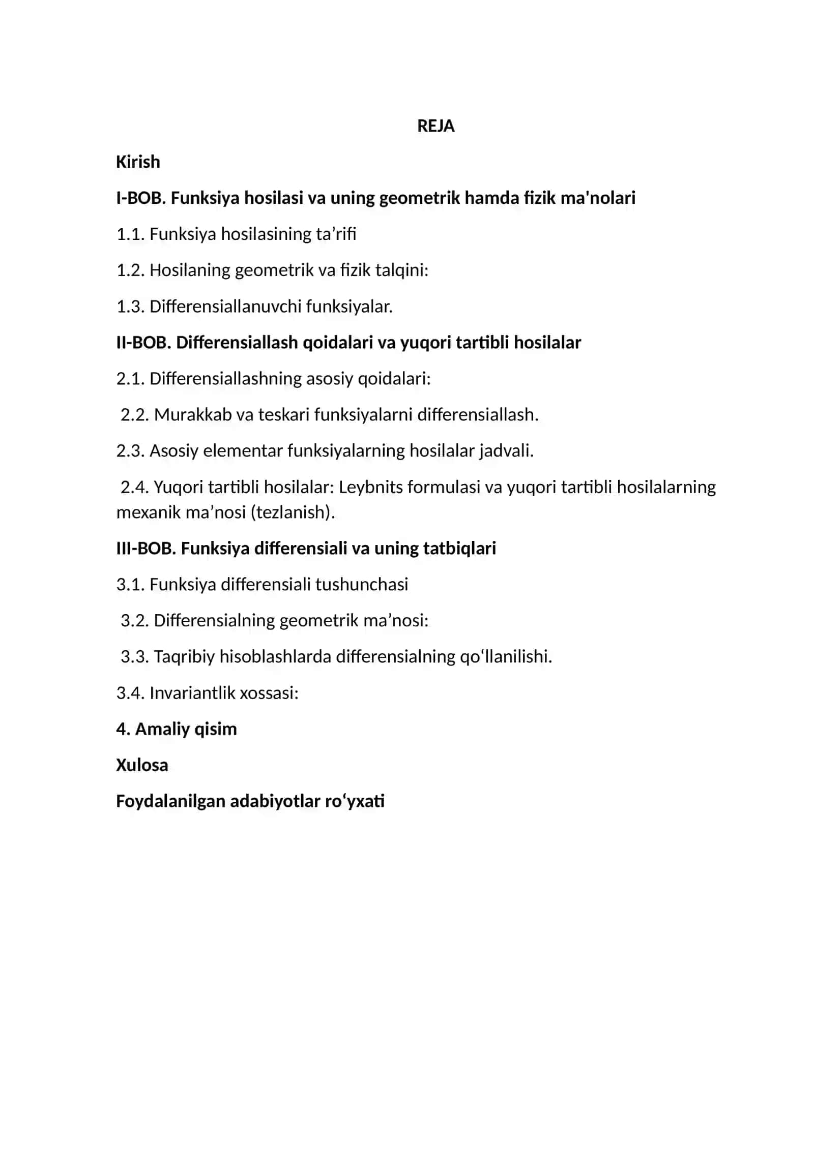 Funksiyaning diferensiali va hosilasi 2