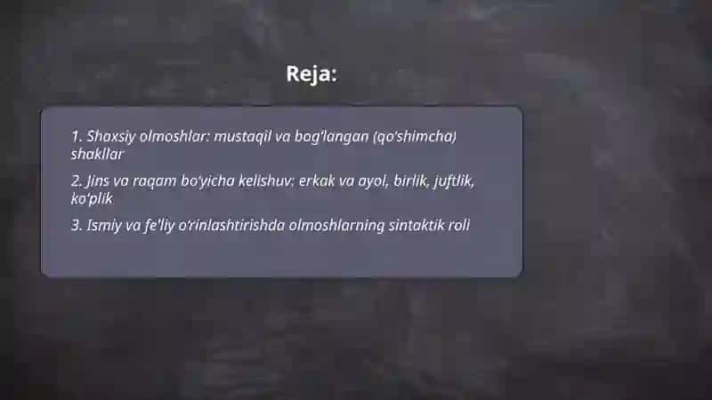Arab tilida olmoshlar va ularning tahlili 2
