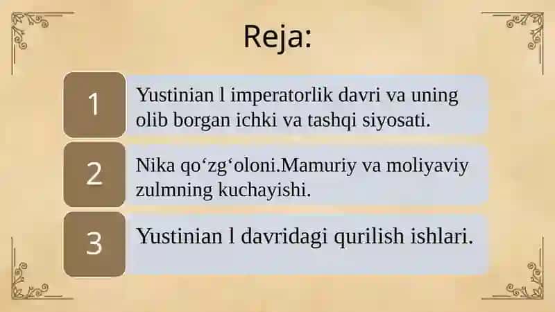 Yustinian 1 imperatorligi davrida Vizantiya 2