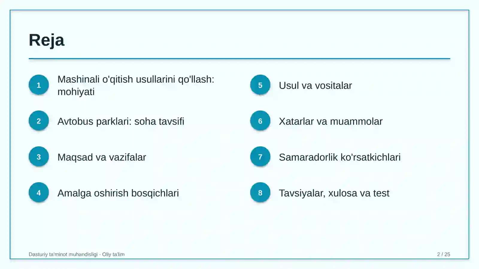 DASTURIY TA'MINOT MUHANDISLIGI · OLIY TA'LIM 2