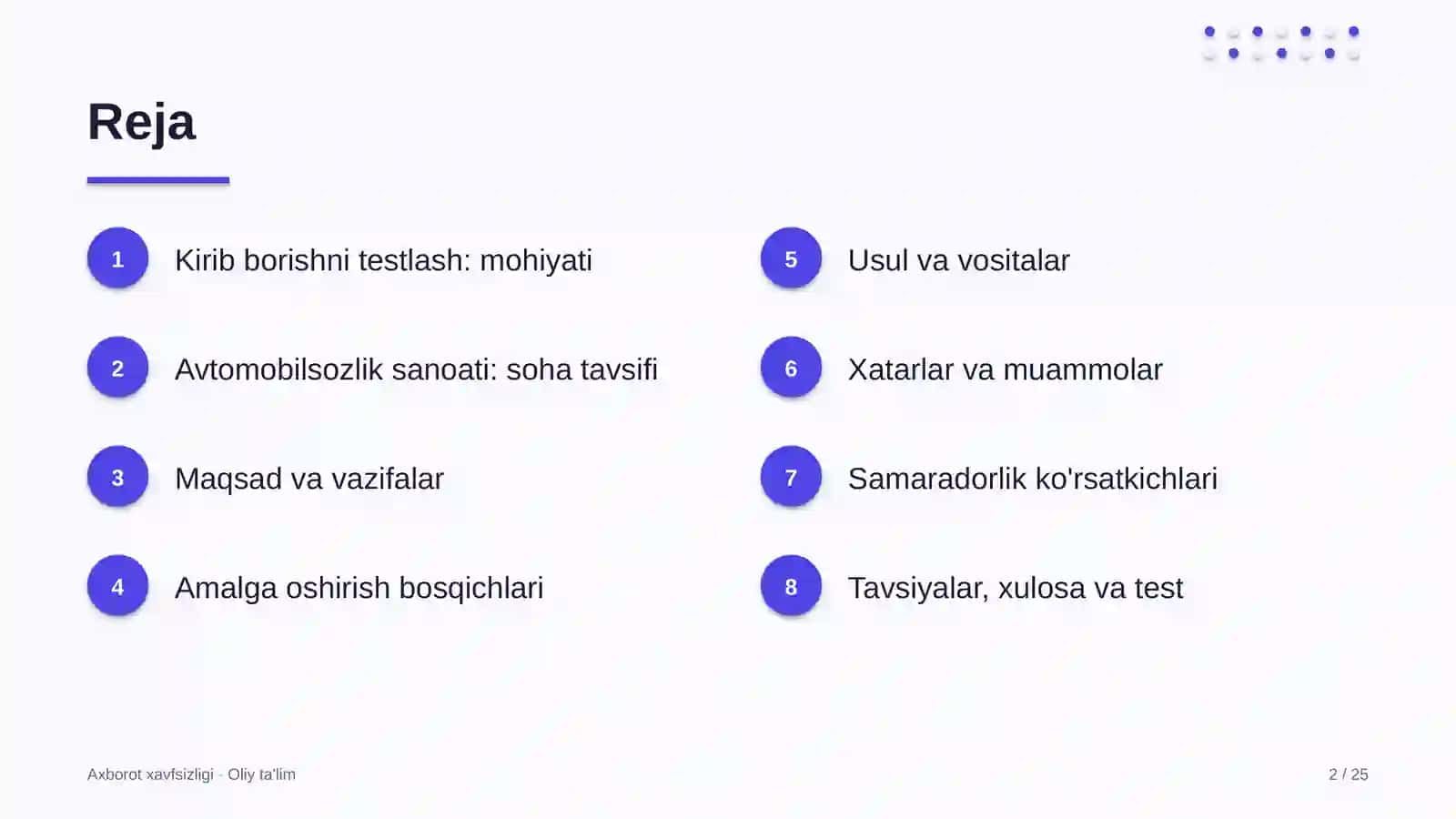 Avtomobilsozlik sanoatida kirib borishni testlash 2