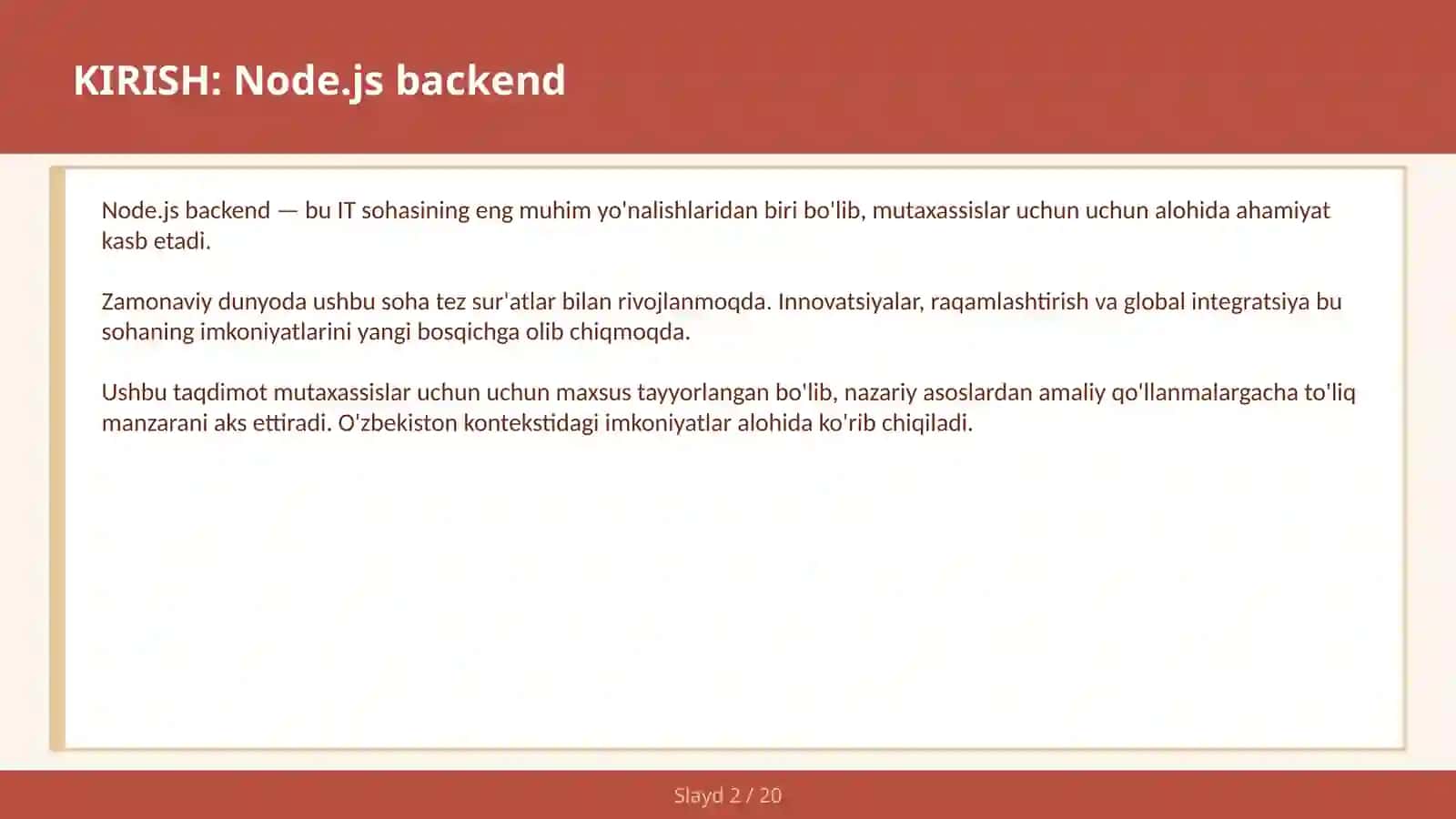 Node.js backend 2