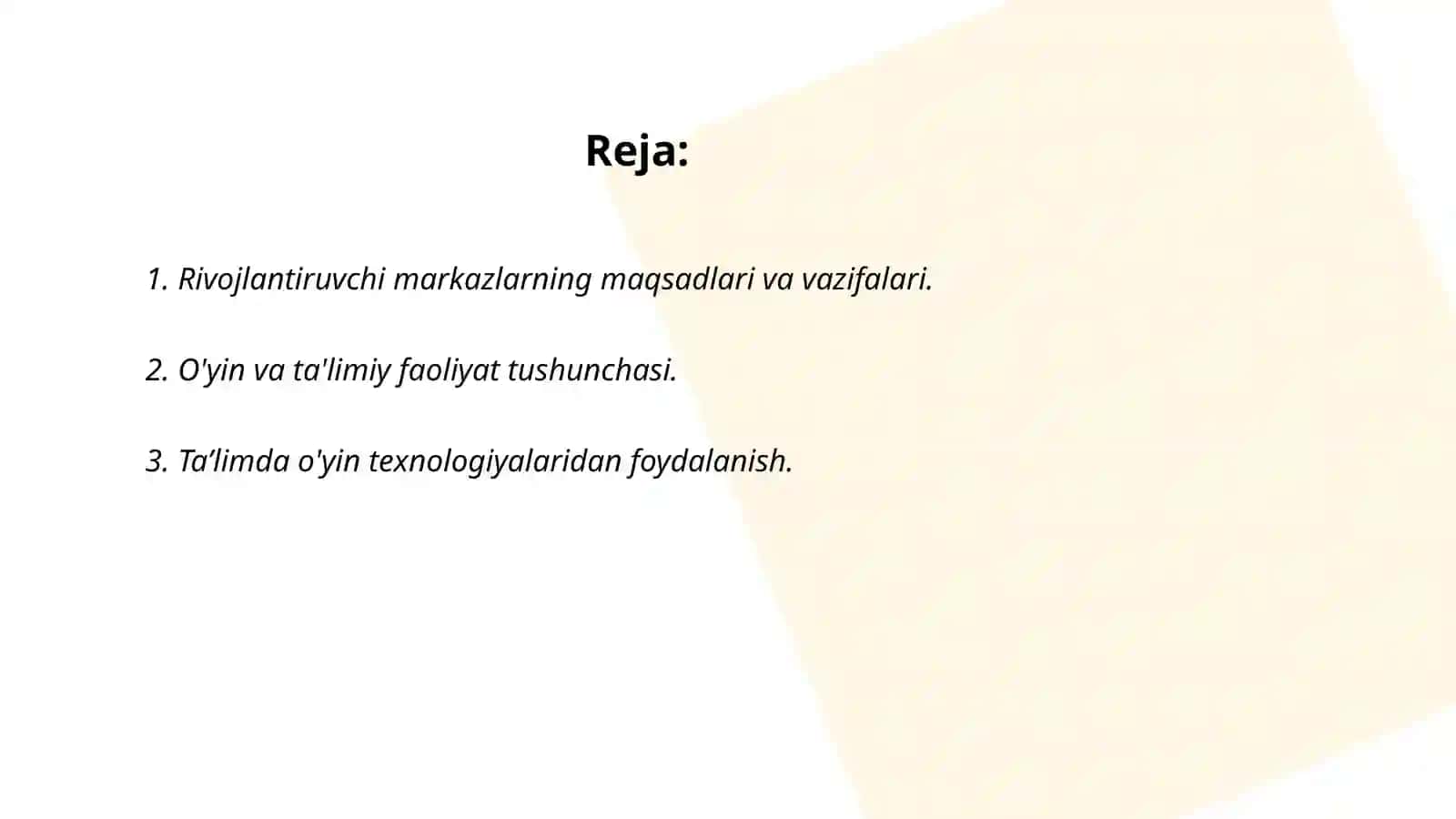 Maktabgacha taʼlim tashkiloti tarbiyalanuvchilarini tarbiyalashda rivojlantiruvchi markazlar 2