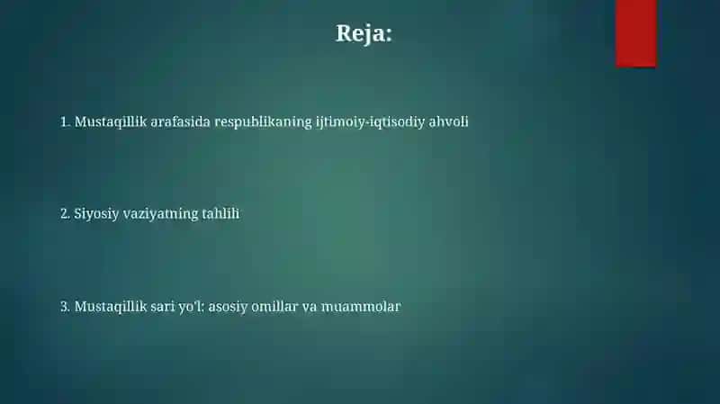 Mustaqillik arafasida respublikadagi ijtimoiy-iqtisodiy va siyosiy holat 2
