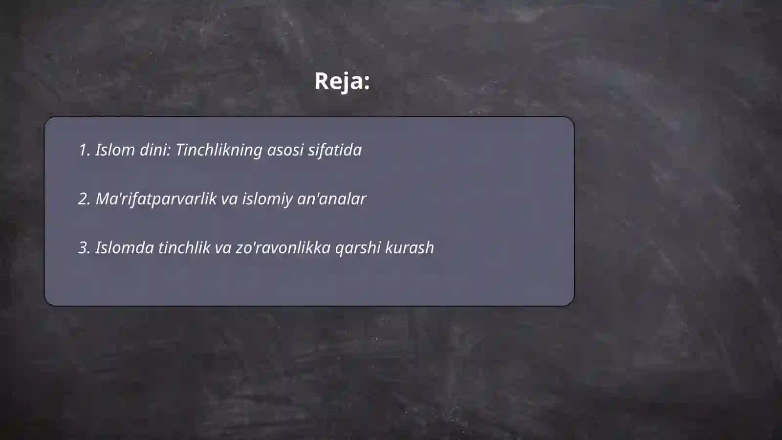 Islom tinchlik va ma'rifat dini 2